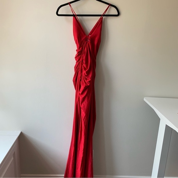 XSCAPE JERSEY LACE UP Side Slit GOWN Sz‎ 4 NWT - Picture 4 of 10